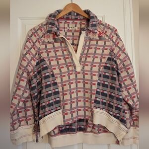 We The Free Plaid Pullover in Cream, Navy & Red